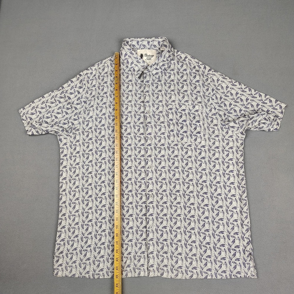 Vintage Silk 100% Silk Button Up Shirt Men 2XL Gray Casual Abstract Geometric - Picture 5 of 10